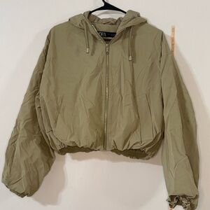 Zara Beige Women’s Bomber Jacket with Hood